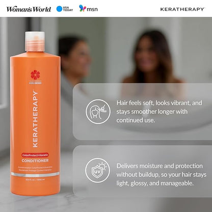 KERATHERAPY Keratin Infused Color Protect Conditioner, 33.8 fl. oz., 1000 ml - Gluten Free Color Protecting Conditioner for Color Treated Hair with Kerabond Technology, Red Raspberry Oil, Omega 3 & 6