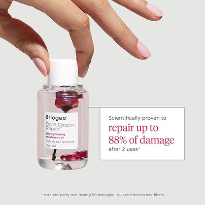 Briogeo Don't Despair, Repair! Strengthening Treatment Oil, Hair Oil Treatment for Dry, Damaged Hair, Helps Seal Split Ends, Enhances Shine, Hydrates, Nourishes, Vegan, Cruelty-Free, 1 fl oz