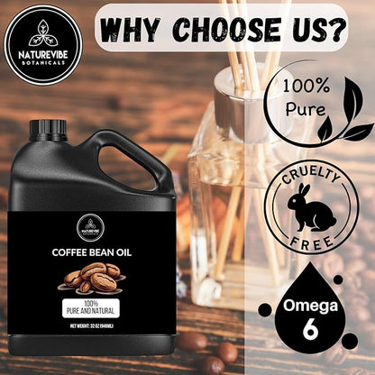 Naturevibe Botanicals Coffee Bean Oil 32 Ounces | 100% Pure and Natural | Great for Skin Care and Hair Care