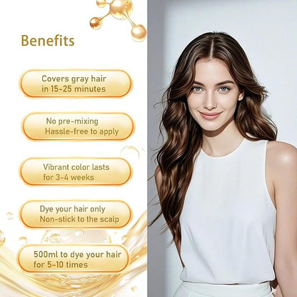 Dark Coffee Hair Dye Shampoo, Hair Color Shampoo for Gray Hair, Brown Hair Dye, Brown Hair Shampoo, Champu Para Canas, Long Lasting Natural Color, Easy to Use, 16.90 Fl Oz