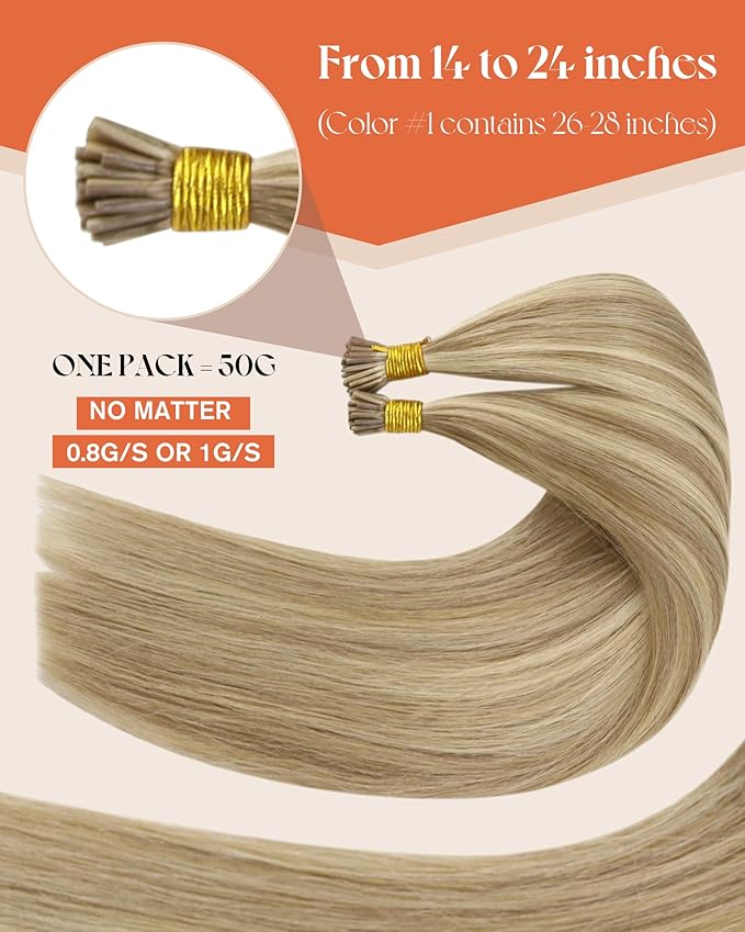 Sunny Hair Itip Human Hair Extensions 20inch I Tip Extensions Human Hair Golden Blonde Highlight Medium Blonde Pre Bonded Straight Show Charm Cold Fusion 50g