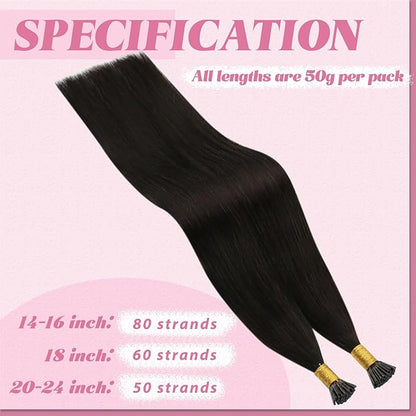 YoungSee I Tips Hair Extensions Real Human Hair Dark Brown Itip Hair Extensions Real Human Hair Brown Tip Hair Extension for Everyday Use 18 Inch 60s 50g Pre Bonded Hair Extension Long Lasting