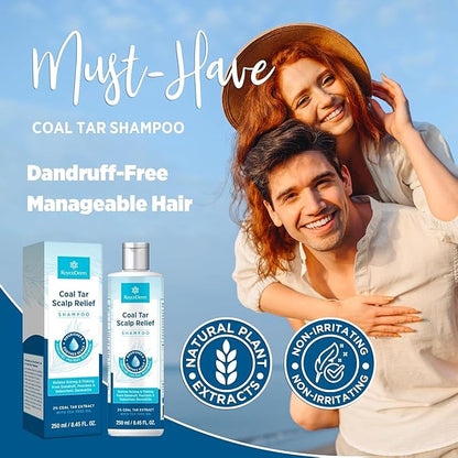Roycederm Coal Tar Dandruff Shampoo: Extra Strength 2% Coal Tar Extract Medicated Gel for Rapid Scalp Hair Relief targets dandruff, psoriasis, and seborrheic dermatitis - Hydrating & Natural - 2 Pack