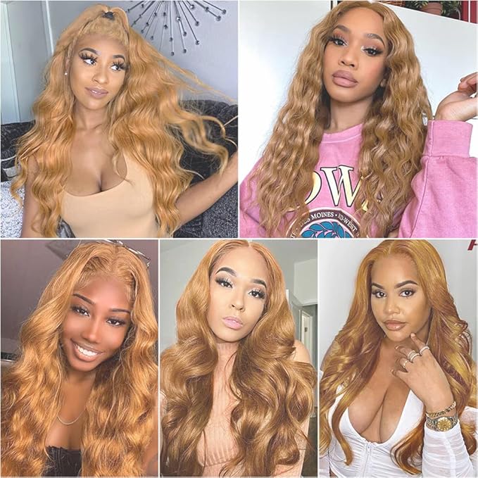 #27 Blonde Bundles Human Hair Body Wave Bundles 18 20 22 Inch Unprocessed Brazilian Virgin Hair Weave 3 Bundles 50 Grams Per Bundle Honey Blonde Human Hair Extensions