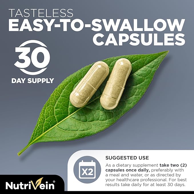 Nutrivein Premium DHT Blocker for Men & Women - with Biotin - 30 Day Supply (60 Caps): Hair Supplements for Men & Women of All Ages - for A Great Head of Hair