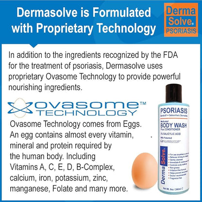 Dermasolve Medicated Psoriasis Body Wash - 2-Pack (8.0 oz each) - Proven to Provide Relief from Psoriasis, Eczema & Seborrheic Dermatitis, Doctor Recommended for Dry, Itchy, Red, Flaky, Scaly Skin