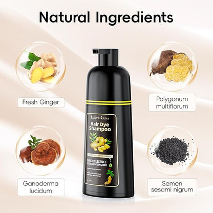 IIIMEIDU Hair Dye Shampoo 3 in 1, Natural Hair Dye Semi Permanent Hair Color, Gray Hair Cover Up, Ginger Essence shampoo for Color Treated Hair for Women and Men (500ml) 1