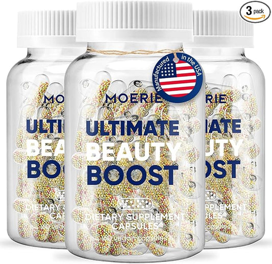Moerie Hair Growth Supplement for Women & Men - Hair Skin and Nails Vitamins With Biotin, Q10 & Minerals - For Thicker, Fuller Hair & Hair Loss Treatment - Advanced Beadlet Delivery System - 180 Pills