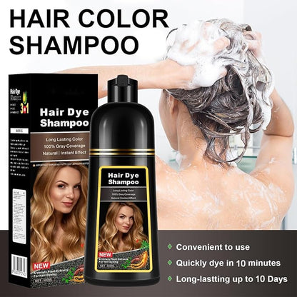 Natural Wine Red Hair Dye Shampoo,Magic Hair Dye Shampoo,Colors Hair in 15 Minutes,Long Lasting,500 Ml–3-In-1 Hair Color