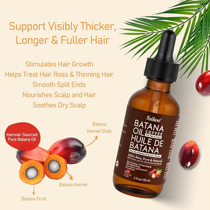 Batana Oil for Hair Growth Dr Sebi Organic, 100% Raw Pure & Natural Botana Oil from Honduras, Deeply Nourishing Scalp for Hair Thicker and Stronger