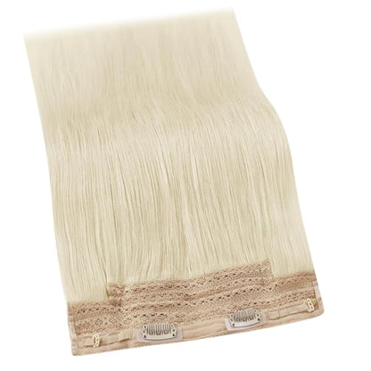 YoungSee Wire Hair Extensions Blonde Invisible Wire Real Hair Extensions Platinum Blonde Straight Wire Real Human Hair Extensions Blonde Hair Extensions Invisible Wire can be Ironed and Dyed 18In 80G