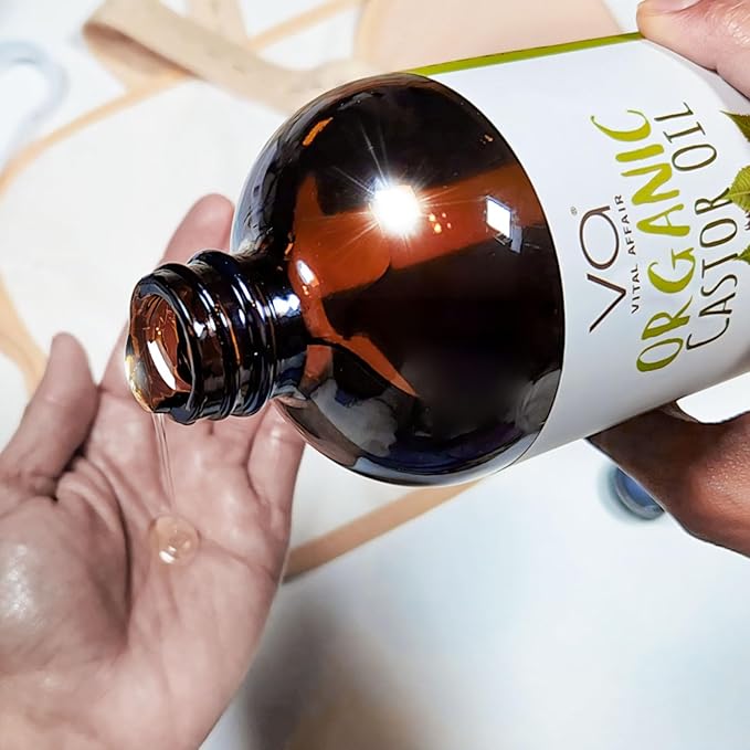 Pure Castor Oil Organic Cold-Pressed Unrefined Glass Bottle with 100% Cotton Flannel Wrap – Waist & Neck Castor Oil Packs Hexane-Free.