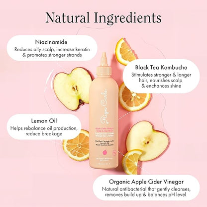Rizos Curls Travel Apple Cider Vinegar Scalp & Hair Rinse, Clarifies to Remove Product Buildup, Balance Oils, Revive Hair & Scalp, Enhances Softness & Shine, 2.5 oz