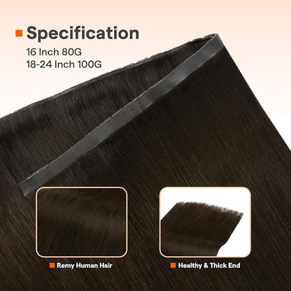 Full Shine Butterfly Weft Hair Extensions Human Hair 18 Inch Invisible Pu Hole Weft Extensions Color Dark Brown Straight Hand Tied Extensions For Women 100 Grams