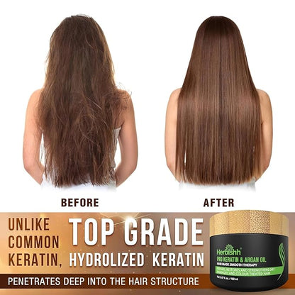 Combo Pack - Herbishh Hair Color Shampoo for Gray Hair + Argan Intense Hair Mask - Long-Lasting Color in Minutes - Stimulates Dry, Frizzy Hair - 500 Ml (Linen)