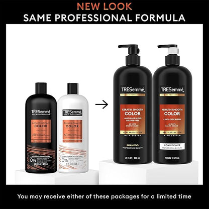 TRESemmé Shampoo and Conditioner, Keratin Smooth Color – Anti-Fade, Anti-Frizz Hair Products for Color-Treated Hair, 28 Oz Ea