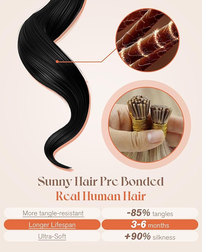 Sunny Hair I Tip Hair Extensions Ash Blonde with Bleach Blonde Itip Extensions 18inch Itips Hair Extensions Human Hair Invisible 50g