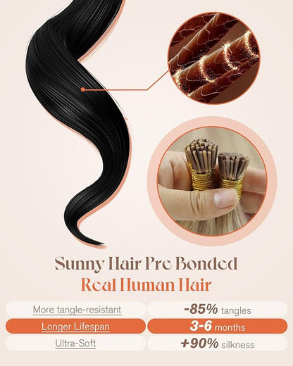 Sunny Hair I Tip Hair Extensions Ash Blonde with Bleach Blonde Itip Extensions 18inch Itips Hair Extensions Human Hair Invisible 50g