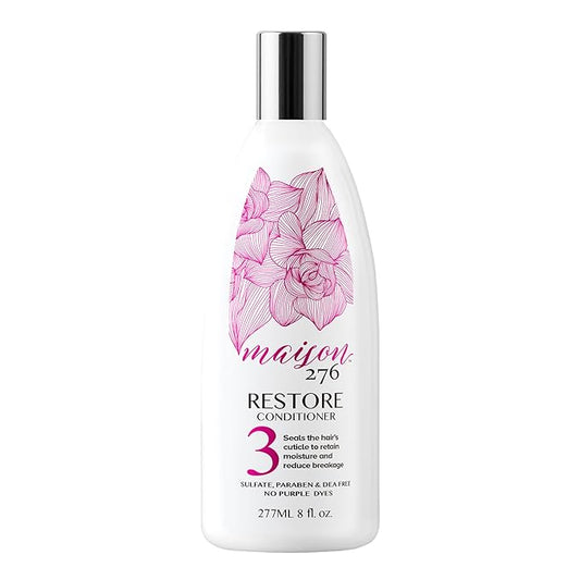 Maison 276 RESTORE Conditioner for Silver, Gray & Blonde Hair, NOT a Purple Conditioner, Normalizes Hair pH, Replenishes Moisture, Reduces Breakage, Provides Shine, Sulfate-Free, 1, 8 oz Bottle