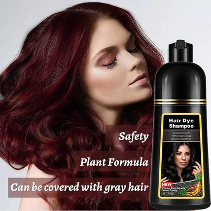 Natural Wine Red Hair Dye Shampoo,Magic Hair Dye Shampoo,Colors Hair in 15 Minutes,Long Lasting,500 Ml–3-In-1 Hair Color