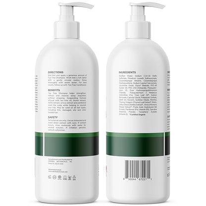 Tea Tree Oil Shampoo, Soothes Itchy & Dry Scalp, Deep Cleansing for Dandruff & Buildup, Hydrates & Refreshes, Sulfate Free, Natural Shampoo for Women & Men – 16 fl oz