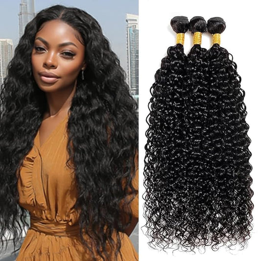 Black Human Hair Bundles Kinky Curly Bundles Brazilian 14 16 18 Inch Natural Color Curly Human Hair Soft and Silky for Women