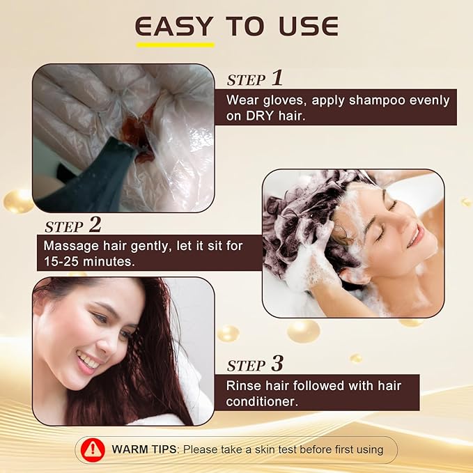 Brown Hair Shampoo 3 in 1, Instant Hair Color for Gray Hair Coverage, 500ML Hair Color Shampoo Lasts 30 Days with Herbal Ingredient, Natural Hair Color Shampoo for Women & Men