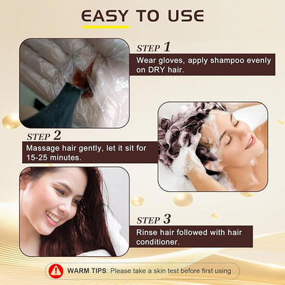 Brown Hair Shampoo 3 in 1, Instant Hair Color for Gray Hair Coverage, 500ML Hair Color Shampoo Lasts 30 Days with Herbal Ingredient, Natural Hair Color Shampoo for Women & Men