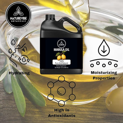 Naturevibe Botanicals Marula Oil 32 Ounces | 100% Pure and Natural | Great for Skin Care and Hair Care