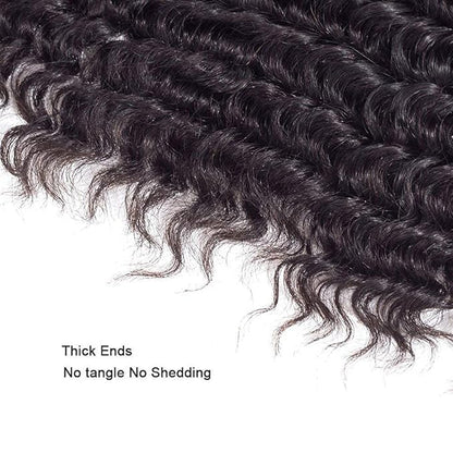 28 30 32 Inch Human Hair Bundles Natural Color Deep Wave Bundles Color #1B Deep Wave Human Hair Bundles Deep Wave Bundles Human Hair Natural Black Deep Wave Human Hair Bundles