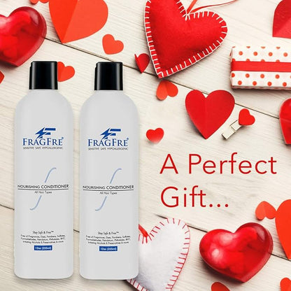 Fragrance Free Conditioner 12 oz (2-Pack Gift Set) - Parabens Free Hypoallergenic - Hair Conditioner for Sensitive Skin - Deep Conditioning for Normal Treated and Fragile Hairs - Vegan GF/CF