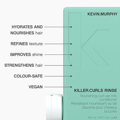 KEVIN.MURPHY KILLER.CURLS RINSE - Nourishing Curl Conditioner - Care for Natural & Permed Hair - With Hydrating Oat Milk - Colour-Safe & Vegan - 250 mL / 8.4 fl oz