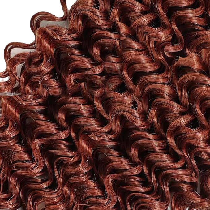 Reddish Brown Human Hair Bundles Color 33 Deep Wave Bundle Mixed Length 24 26 28 Inch Double Weft Unprocessed Brazilian Virgin Remy Hair Copper Red Deep Curly Bundles Silky and Soft
