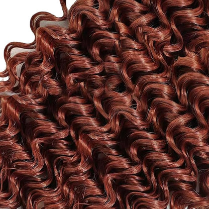 Reddish Brown Human Hair Bundles Color 33 Deep Wave Bundle Mixed Length 24 26 28 Inch Double Weft Unprocessed Brazilian Virgin Remy Hair Copper Red Deep Curly Bundles Silky and Soft