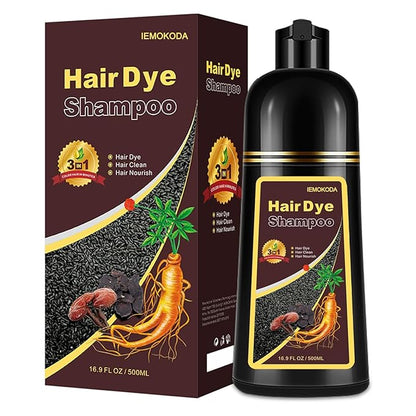 Fvquhvo Natural Instant 3 in 1 Hair Color Dye Shampoo for Gray Hair - Men & Women, Long Lasting Dark Brown