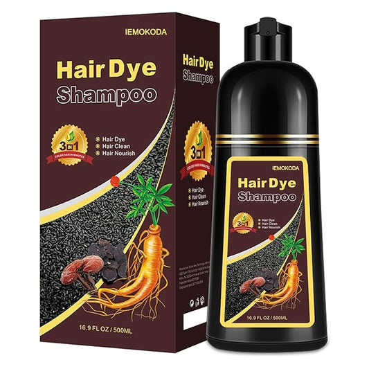 Fvquhvo Natural Instant 3 in 1 Hair Color Dye Shampoo for Gray Hair - Men & Women, Long Lasting Dark Brown