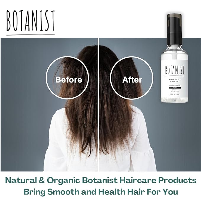 Organic Hair Oil for Frizzy Hair, Natural Hair Oil for Women, HAIR OIL Spray for Men with Jojoba Oil, Protein, Organics Extract & Squalane, Hair Scalp Oil from Japan 2.7 Fl Oz APRICOT & ROSE