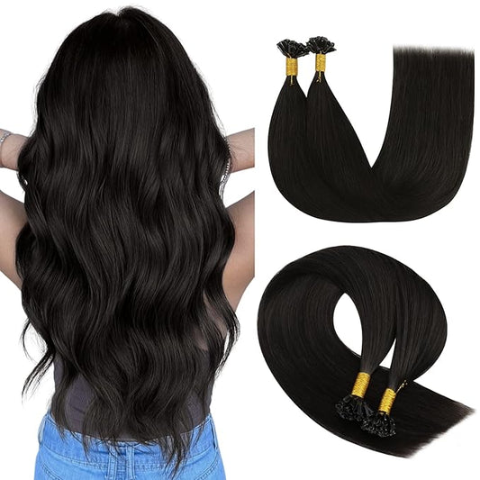 YoungSee Utip Hair Extensions Human Hair Dark Brown 24 Inch U Tip Human Hair Extensions Dark Brown 50s/50g Hot Fusion