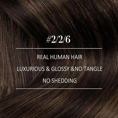 YoungSee 150G Clip in Hair Extensions Balayage Clip on Hair Extensions Dark Brown Mix Medium Brown Highlights Brown Balayage Clip in Extensions Real Hair Suitable for Special Occasions 7Pcs 20In 7Pcs