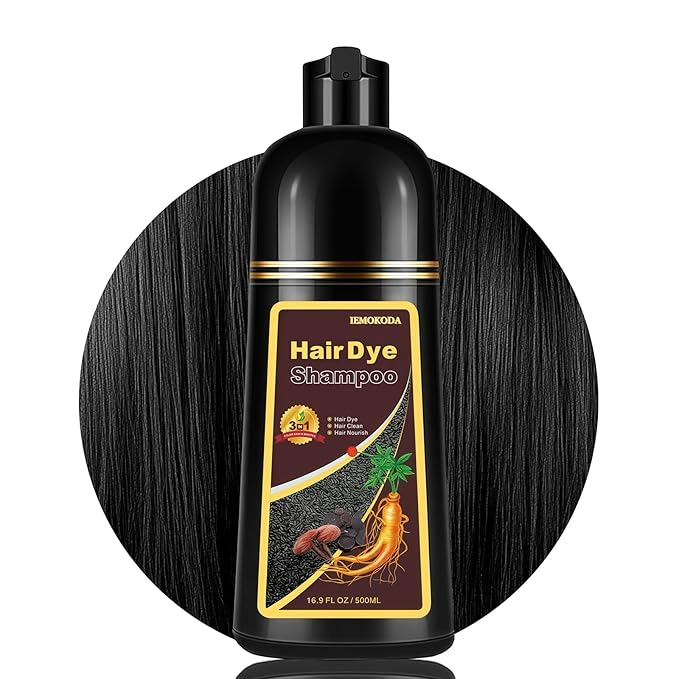 Black Hair Dye Shampoo, Hair Color Shampoo for Gray Coverage, Long Lasting Black Hair Shampoo, Champu Para Canas, Works in Minutes, Easy to Use, 16.90 Fl Oz