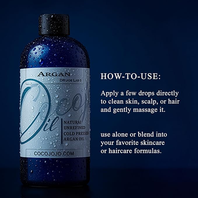 Argan Oil -Cold Pressed 16 oz Pure Natural Extra Virgin Unrefined Argan Moroccan Marrakesh Oil Moisturizer Hair Face Lips Body Scalp Skin Hair
