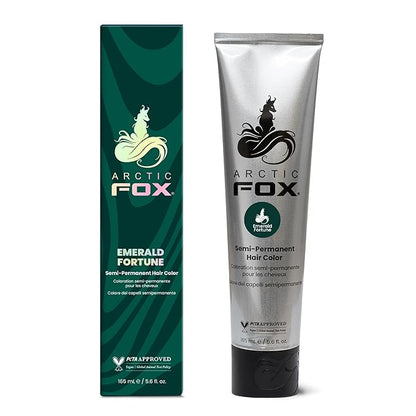 Arctic Fox Semi-Permanent Hair Color Dye, Emerald Fortune, Vibrant Teal Green, Vegan & Cruelty-Free, Ammonia-Free, Hydrating Formula, For All Hair Types, 5.6 Fl Oz (Pack of 2)