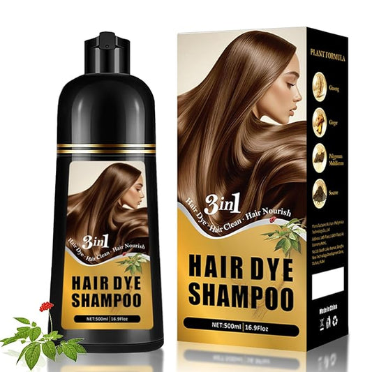 Hair Dye Shampoo 3 in 1, Herbal Hair Color Shampoo for Gray Coverage, Long-Lasting Natural & Vibrant Shades for Women & Men, Easy At-Home Application 16.9 Fl Oz (Dark Red Wine)