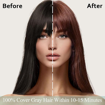 Fvquhvo Hair Dye Shampoo 3 in 1, Instant Hair Color for Women Men, Covers Grays in Minutes, Long Lasting Brown Hair Dye, Coconut Dye Shampoo, Champu Para Canas, Easy to Use 16.90 Fl Oz