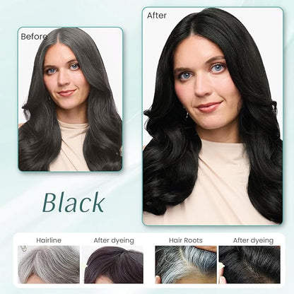 Black Hair Dye Shampoo 3 In 1, Instant 100% Gray Reducing, Tea Tree Hair Color Shampoo Hair Dye for Women Men, Champu Para Canas for All Hair Types, Easy Use Last 3-4 Weeks Root Touch Up, 500 ml