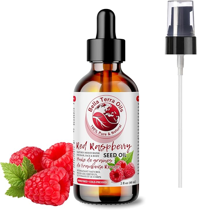 Bella Terra Oils - Red Raspberry Seed Oil 4oz - Pure Cold-Pressed Alchemy, Abundant in Ellagic Acid & Omega Fatty Acids, Nature's Gift for Beautiful Skin