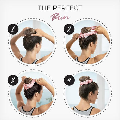THE PERFECT HAIRCARE Microfiber Hair Towel Wrap + 2 Smooth Large Hair Drying Tie for Wet Hair - Anti-Frizz, Gentle, Super Absorbent Hair Scrunchies for Women - Also Use as a Face Washing Wristband
