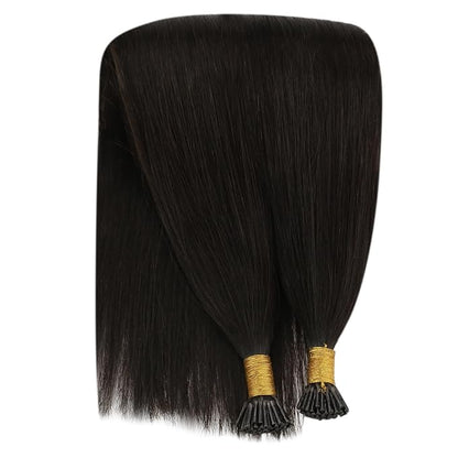 YoungSee Itip Human Hair Extensions Dark Brown I Tip Extensions Brown 14 Inch 80s 50g I Tips Hair Extensions Real Human Hair Dark Brown Short Keratin Hair Extension for Short Hair Tip Extension