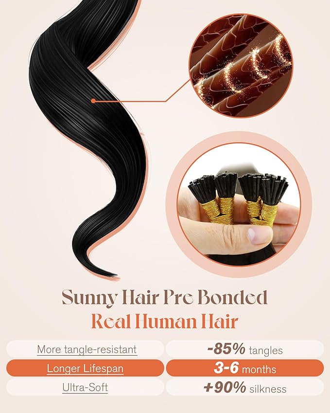 Sunny Hair I Tip Hair Extensions Human Hair Dark Brown Itip Human Hair Extensions Brown I Tip Hair Extensions for Women Itips Remy Hair 14inch 50g