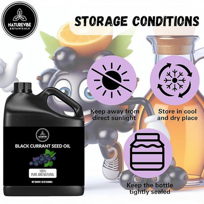 Naturevibe Botanicals Black Currant Oil 32 Ounces | 100% Pure and Natural | Great for Skin Care and Hair Care